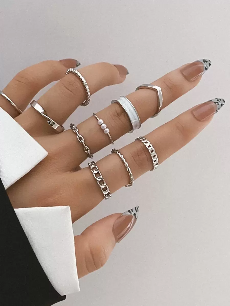 10pcs Chain Design Ring