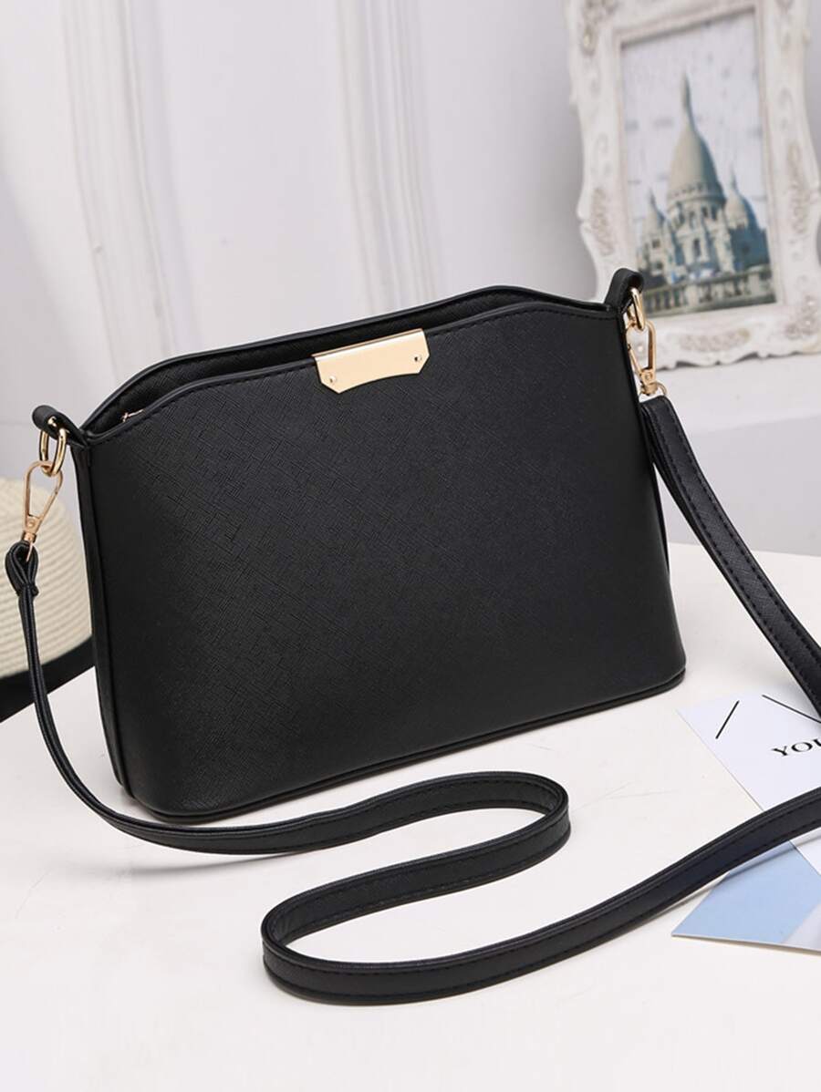 Lightweight,Business Casual Artificial Leather Crossbody Bag, Women's Zipper Shoulder Bag For Teen Girls Women College Students,Rookies & White-Collar Workers Perfect For Office,College,Work ,Business,Commute,Outdoors, Travel, Outings - Black - View 1