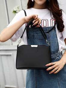 Lightweight,Business Casual Artificial Leather Crossbody Bag, Women's Zipper Shoulder Bag For Teen Girls Women College Students,Rookies & White-Collar Workers Perfect For Office,College,Work ,Business,Commute,Outdoors, Travel, Outings - Black - View 6