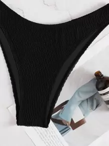 SHEIN Swim Sommer Strand Texturierte Halfter Push-Up High-Cut Bikini ohne Muster
