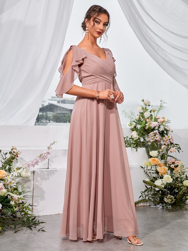 Elegant Cold Shoulder Long Maxi Bridesmaid Dresses Online