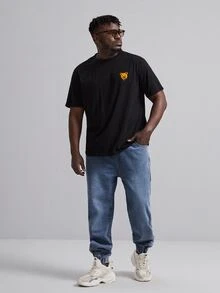 EASEVO Quần Jeans Nam Dây kéo Túi Khối Màu Lá thư - Rửa trung bình - Xem 5