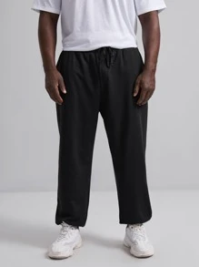 EASEVO Men Cartoon Face Patch Detail Tapered Joggers - Black - View 5