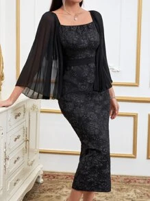 Modelyn 派對後系帶 拉鍊純色女士連衣裙 - 黑色 - 查看 5