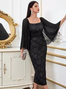 Modelyn 派對後系帶 拉鍊純色女士連衣裙 - 黑色 - 查看 6