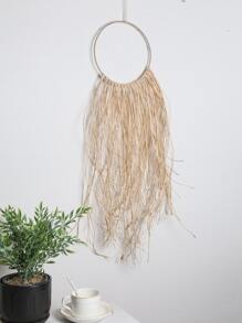 1pc Raffia Ring Wall Hanging - Khaki - View 4