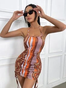 Đầm Lộ Lưng Dây kéo Xù Đồ họa Gợi cảm - Nhiều màu - Xem 1