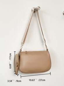 Túi Crossbody Nữ màu trơn Có thể điều chỉnh được Đúng mốt - Màu Khaki - Xem 3