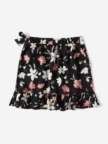 SHEIN Váy Gái Thắt nút Viên lá sen Trọn gói Hoa Ăn mặc đẹp - Nhiều màu - Xem 2