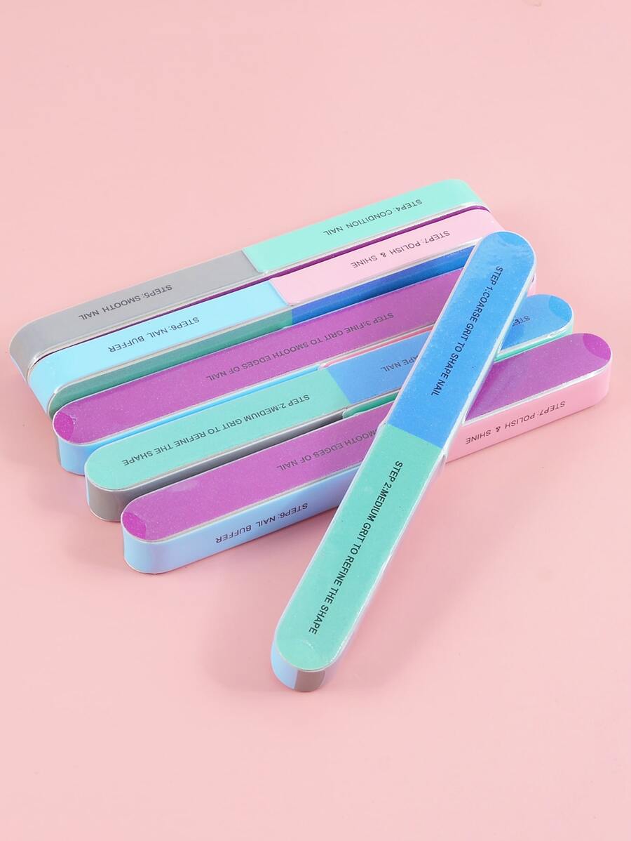 klimonla Bộ đệm móng 7 mặt Shape N Buff Nail Giũa & Bộ đệm, Công cụ chăm sóc móng, Định hình & đánh bóng tất cả trong một, Dễ sử dụng (Gói 4 cái) - Nhiều màu - Xem 1