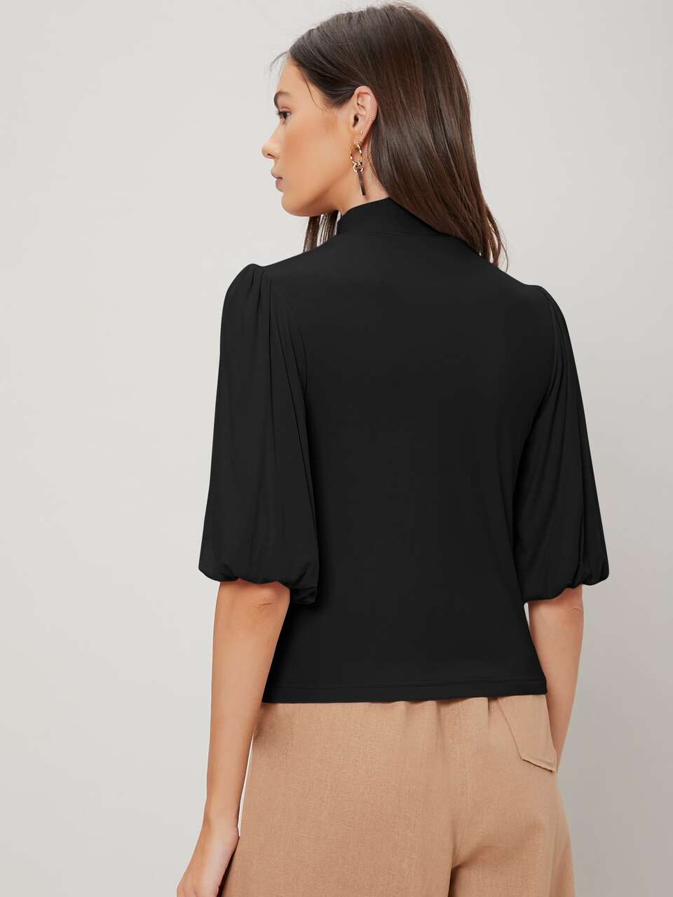 VISCOSE BALLOON SLEEVE TOP