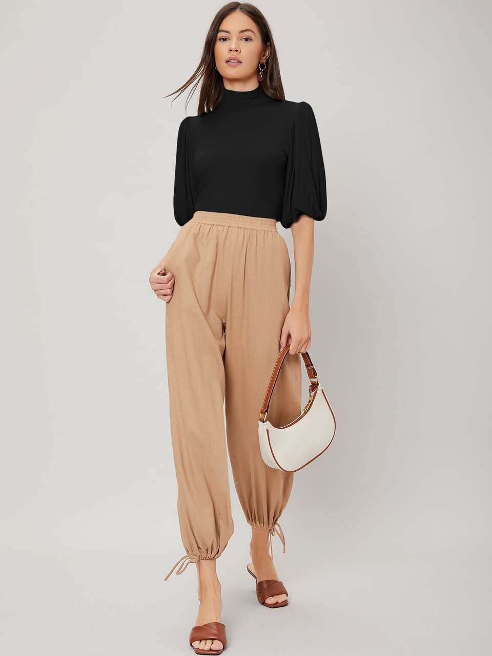 VISCOSE BALLOON SLEEVE TOP