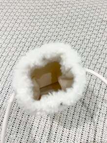 Mini Minimalist Fluffy Crossbody Bag - Beige - View 5