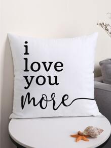 Vỏ gối có hoa văn khẩu hiệu mà không cần lấp đầy, Vỏ gối ném đơn giản mà không cần chèn gối, thích hợp cho ghế sofa, phòng khách - trắng - Xem 1