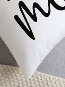 Vỏ gối có hoa văn khẩu hiệu mà không cần lấp đầy, Vỏ gối ném đơn giản mà không cần chèn gối, thích hợp cho ghế sofa, phòng khách - trắng - Xem 2