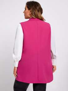 SHEIN Clasi 大碼素色單釦青果領不帶T恤西裝背心 - 玫紅色 - 查看 2