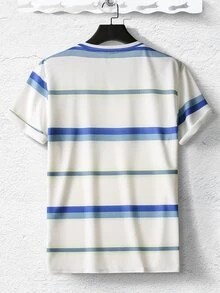 Manfinity 男士條紋印花T恤 - 白色 - 查看 2