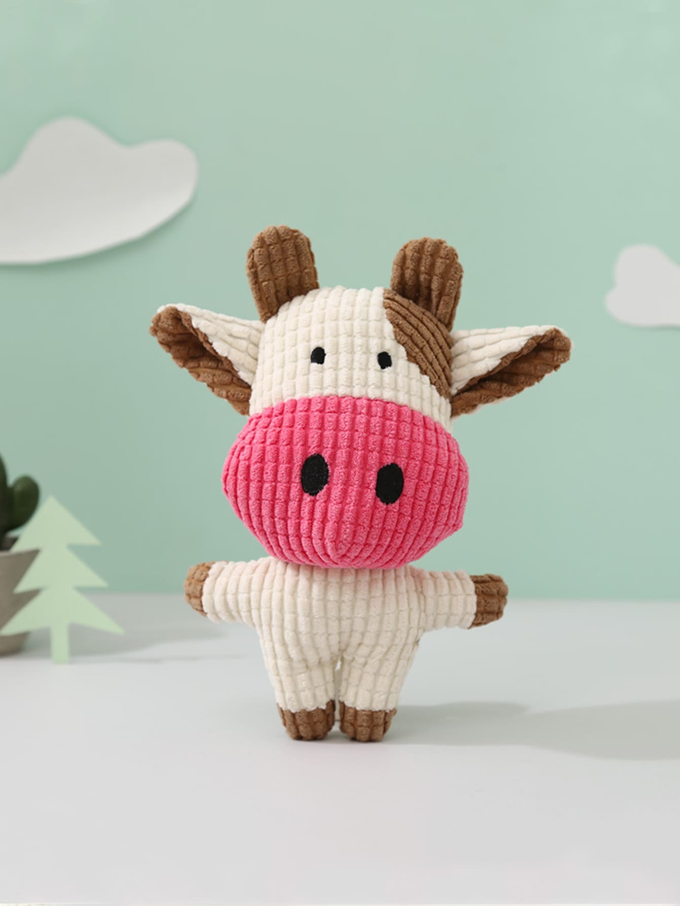 奶牛形狀寵物發聲玩具奶牛形狀毛絨玩具 - 彩色 - 查看 1