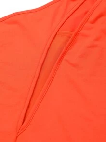 挖空細節單肩緊身洋裝 - 橘色 - 查看 3