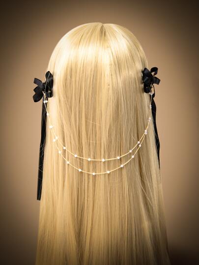 Grunge Punk وصلة شكل عقدة الفراشة تصميم سلسلة مشابك شعر أنيقة كلاو قطع شعر مشابك شعر