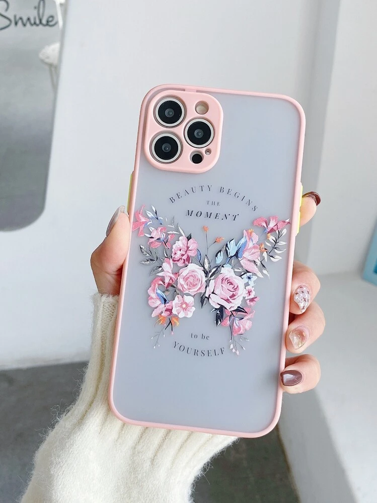 バタフライ＆フラワーフルカバー印刷 アンチ衝撃 スマホケース IPHone