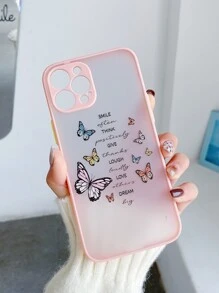 Funda para móvil con estampado de mariposa y letra - Rosa - Ver 2
