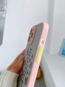 Funda para móvil con estampado de mariposa y letra - Rosa - Ver 3