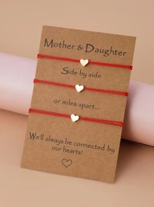 3入組愛心裝飾手環 - 紅色 - 查看 1