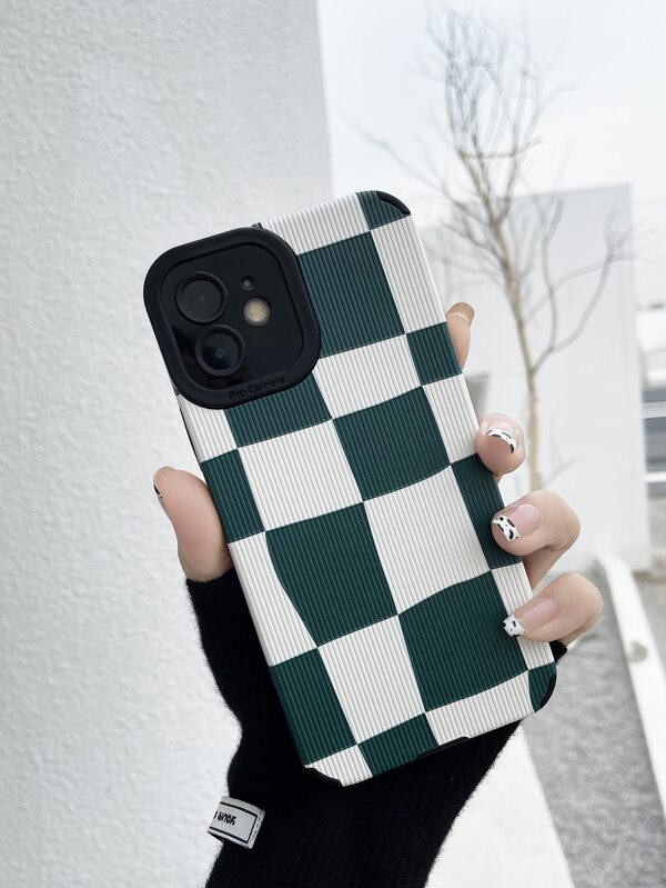 Apple Checkered Phone Case Compatible With IPhone 11,IPhone 13,IPhone 14 Pro Max Waterproof Shockproof Anti-Fall Scratch Resistant