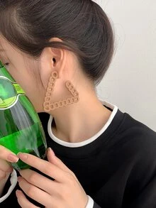 三角形圓耳環 - 咖啡棕 - 查看 1