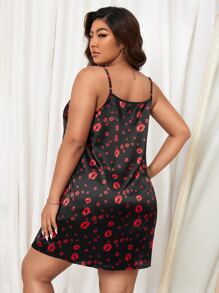 Đầm mặc nhà Kích Thước Lớn Con số Tất cả trên in Giải trí - màu đen - Xem 2