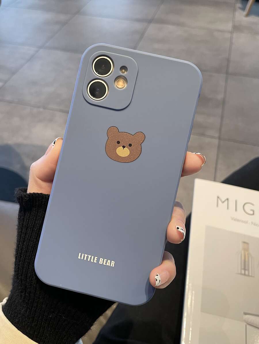 Cartoon Bear Phone Case - Dusty Blue - View 1