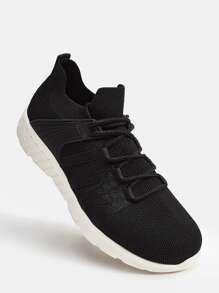 Cuccoo Lace-up Front Breathable Running Shoes - Black - View 5