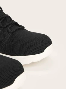 Cuccoo Lace-up Front Breathable Running Shoes - Black - View 3