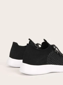Cuccoo Knit Detail Graphic Breathable Running Shoes - Black - View 6