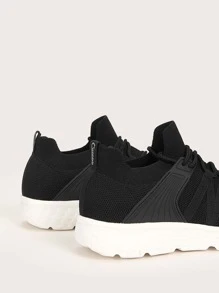 Cuccoo Lace-up Front Breathable Running Shoes - Black - View 6