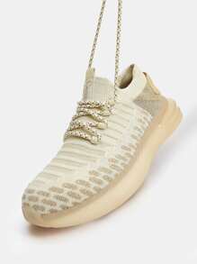 CUCCOO BASICS Zapatillas De Running En Dos Tonos Con Detalles De Tejido De Punto - Albaricoque - Ver 5