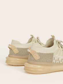 CUCCOO BASICS Zapatillas De Running En Dos Tonos Con Detalles De Tejido De Punto - Albaricoque - Ver 6