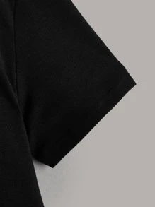 SHEIN Boys Colour Block Reflective Cartoon Face Graphic Hooded Tee - Black - View 5