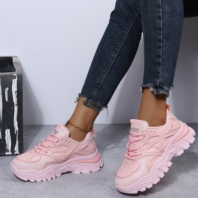 Letter Graphic Lace-up Front Chunky Sneakers