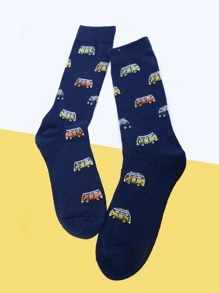 男士汽車印花中筒襪 - 彩色 - 查看 2