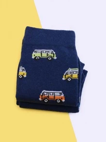 男士汽車印花中筒襪 - 彩色 - 查看 3