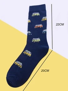 男士汽車印花中筒襪 - 彩色 - 查看 4