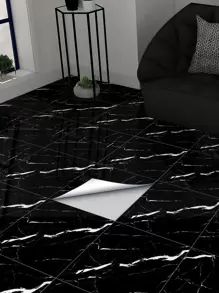 2pcs Marble Pattern Floor Sticker Rama Decoration Rama Gifts Birthday Graduation Floor Tiles Flooring Floor Tiles Self Adhesive Floor Tiles Peel Stick Living Room Decor Room Decor Home Decor Kitchen - Black and White - View 1