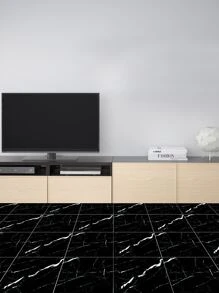 2pcs Marble Pattern Floor Sticker Rama Decoration Rama Gifts Birthday Graduation Floor Tiles Flooring Floor Tiles Self Adhesive Floor Tiles Peel Stick Living Room Decor Room Decor Home Decor Kitchen - Black and White - View 5