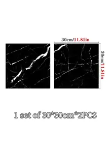 2pcs Marble Pattern Floor Sticker Rama Decoration Rama Gifts Birthday Graduation Floor Tiles Flooring Floor Tiles Self Adhesive Floor Tiles Peel Stick Living Room Decor Room Decor Home Decor Kitchen - Black and White - View 6