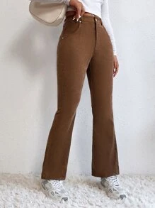 SHEIN PETITE Slant Pocket Flare Leg 