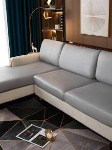 1pc Ghế sofa trơn bọc đệm - Xám - Xem 1