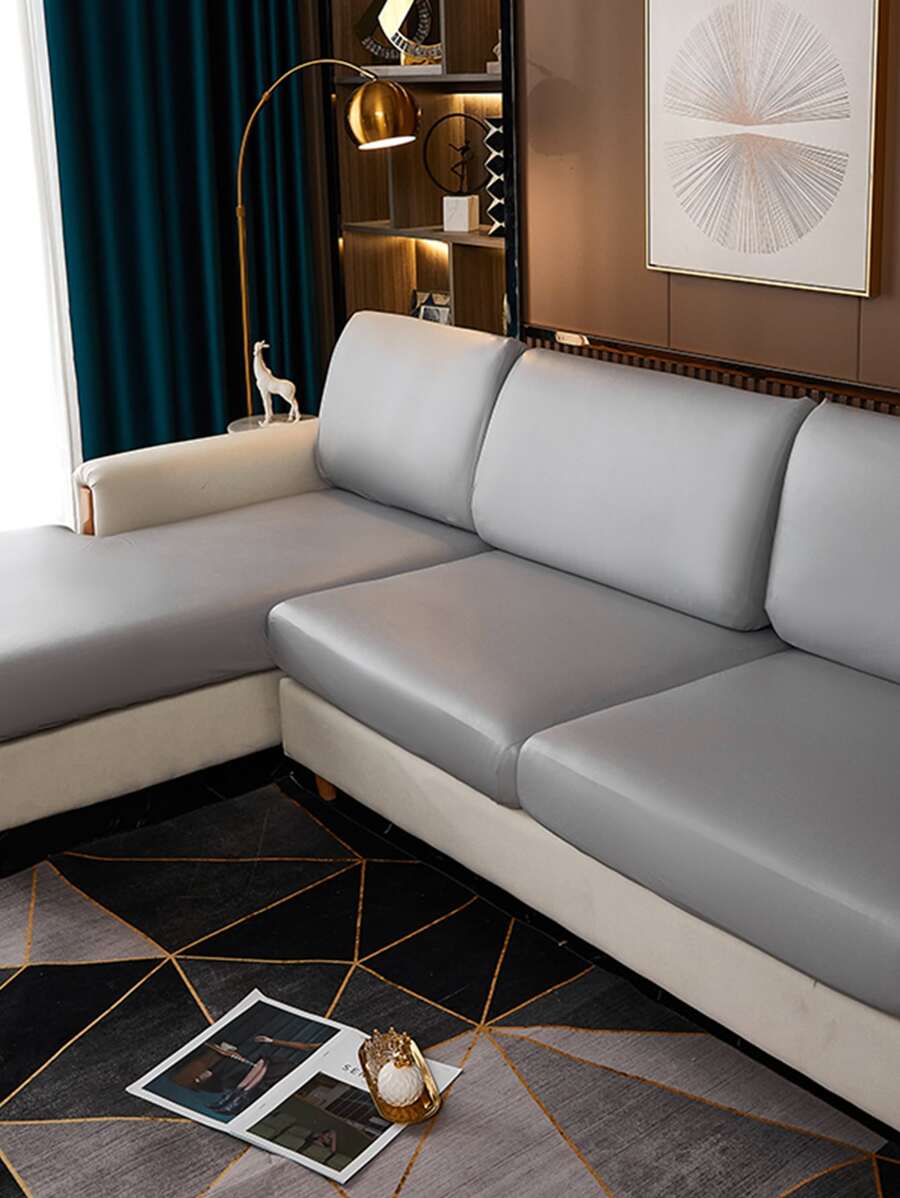 1pc Ghế sofa trơn bọc đệm - Xám - Xem 1