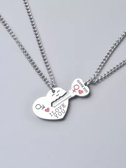 Collar con colgante de llave para hombre de 2 piezas a la moda y popular de acero inoxidable para regalo de joyería y para un aspecto elegante